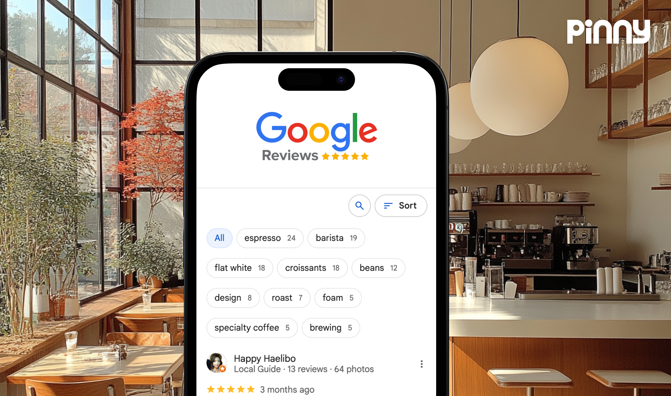 Googleレビューを表示したレストランサイトのスマホ画面